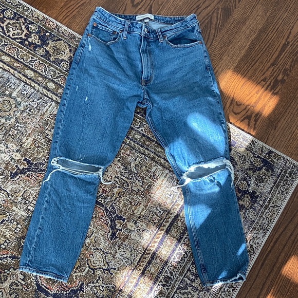 Abercrombie & Fitch Denim - Abercrombie & Fitch Skinny High Rise Ripped Blue Jeans (Curve Love)